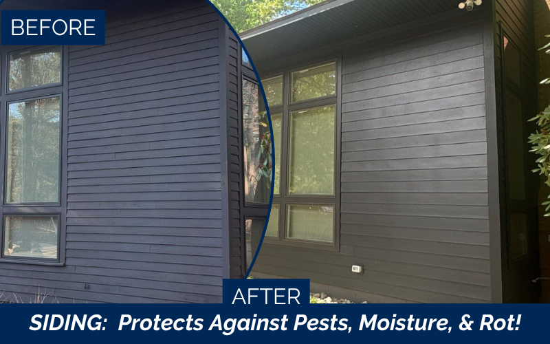 Before and after James Hardie siding installation in Canton MA improving curb appeal.