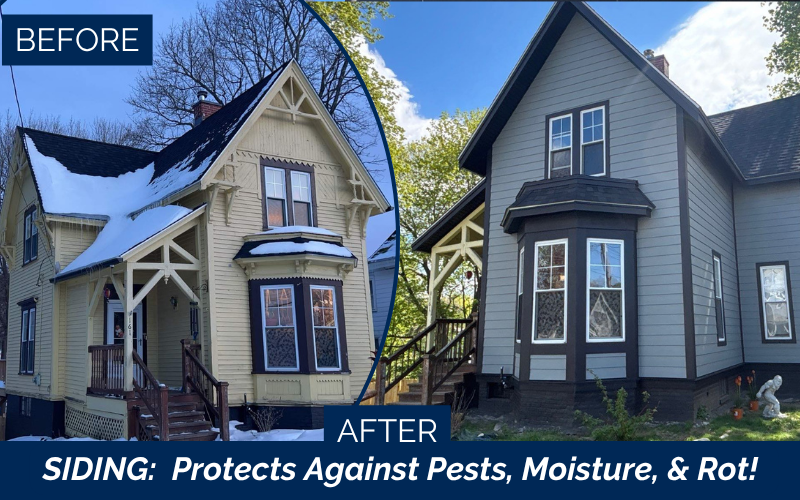 Before and after James Hardie siding installation in Gardner MA.