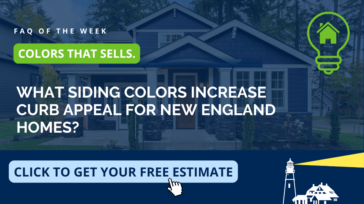Educational graphic on which siding colors increase curb appeal for New England homes, from Coastal Windows & Exteriors serving Hollis and Southern New Hampshire — covering color selection, curb appeal, and durable fiber cement siding.