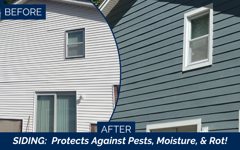 Before and after James Hardie siding installation in Lowell MA improving curb appeal.