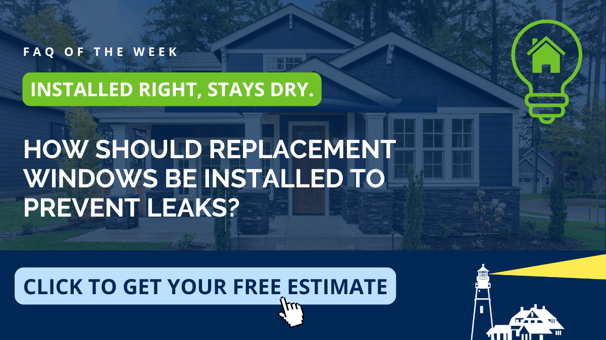 Educational graphic on how replacement windows should be installed to prevent leaks, from Coastal Windows & Exteriors serving Sandown and Southern New Hampshire — covering proper flashing, sealing, and professional window installation.