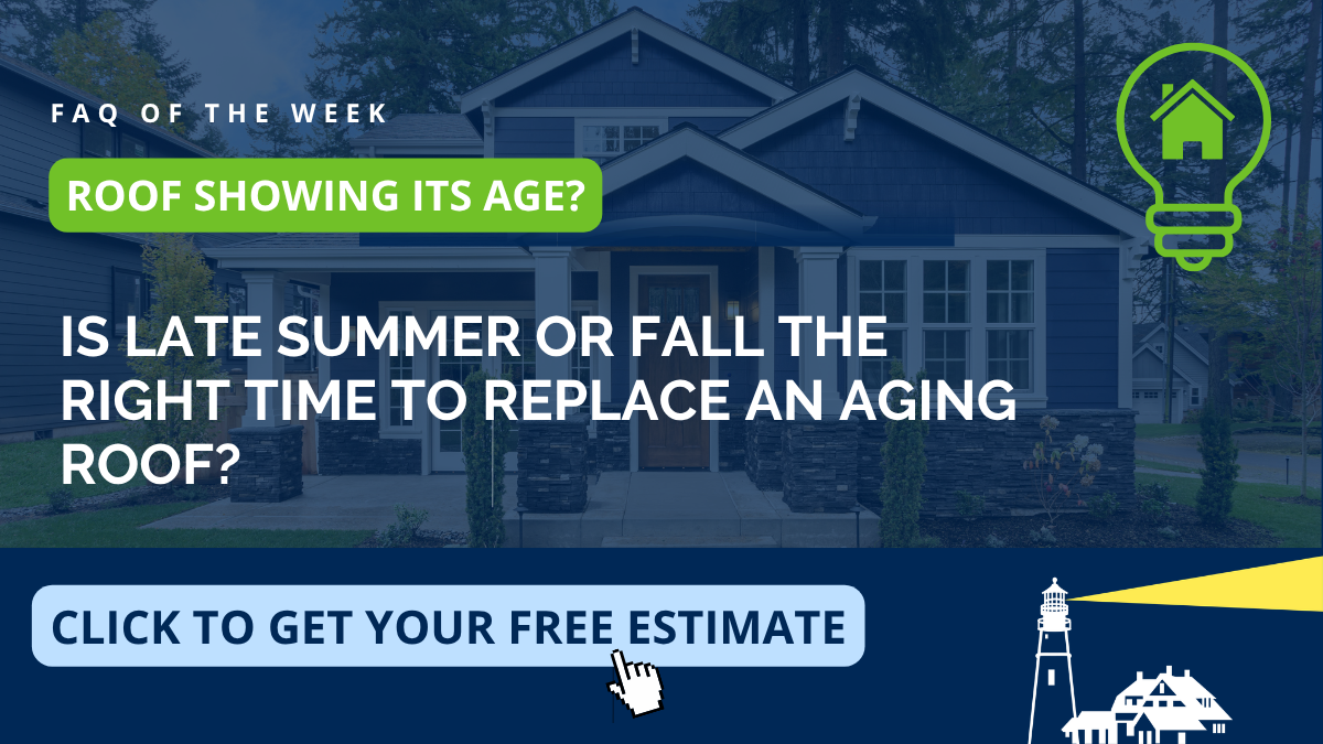 Whether late summer or fall is the right time to replace an aging roof on a Boxford home on the North Shore — Coastal Windows & Exteriors on seasonal roof replacement timing in New England.