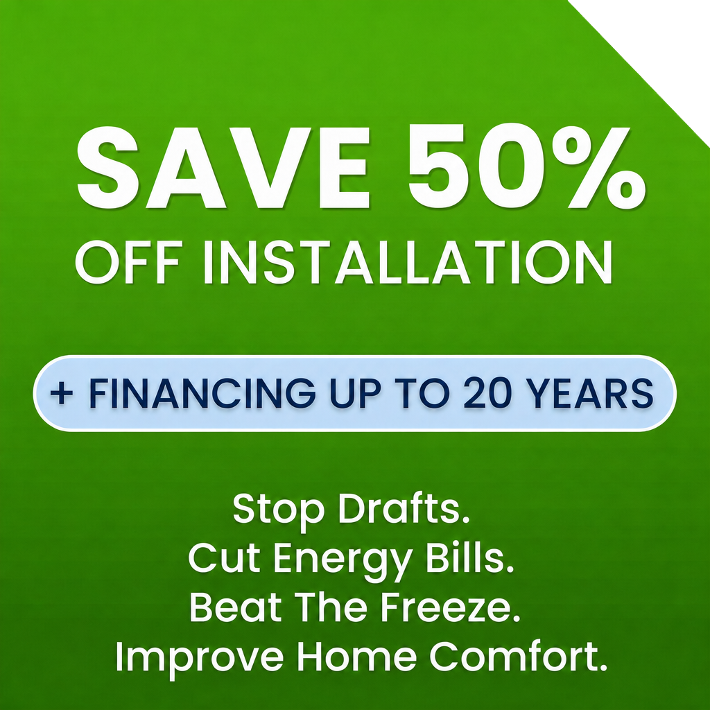 Save 50% off installation on windows, siding, roofing, and doors
