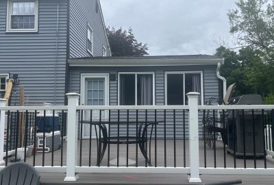 Completed vinyl siding in Nantucket color in Burlington MA